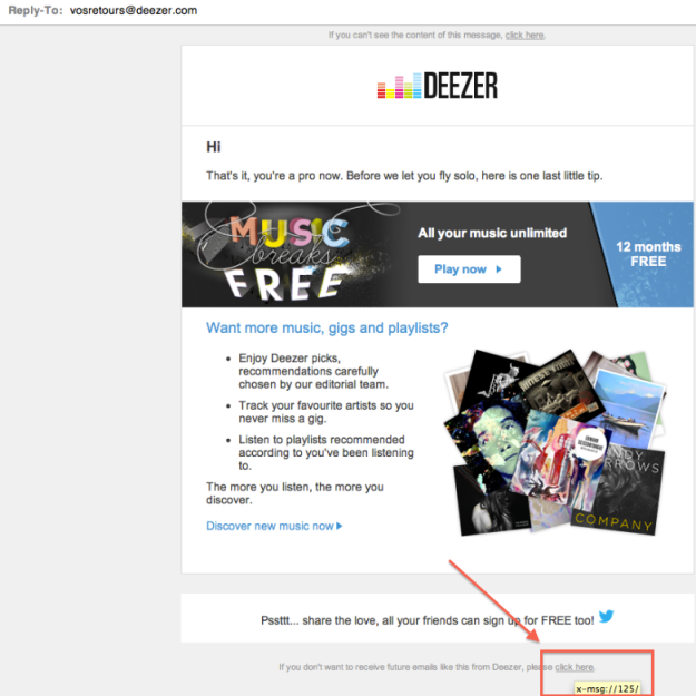 Users cannot unsubscribe from Deezer newsletter